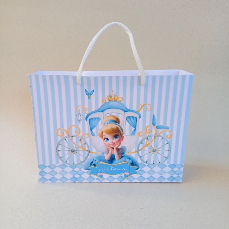 Lembrança sacolinha personalizada Tema Cinderela-pegue e monte aniversário