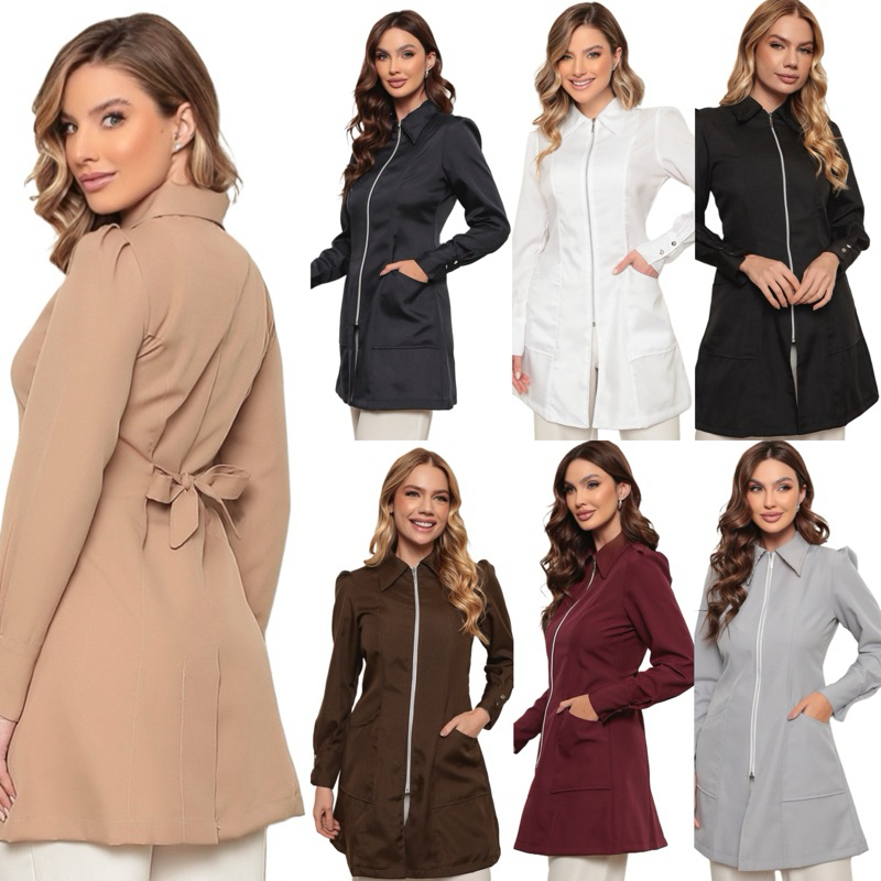 Jaleco em diversas Cores feminino luxo com zíper Eli Gardenia Jalecos em Oferta na Shopee