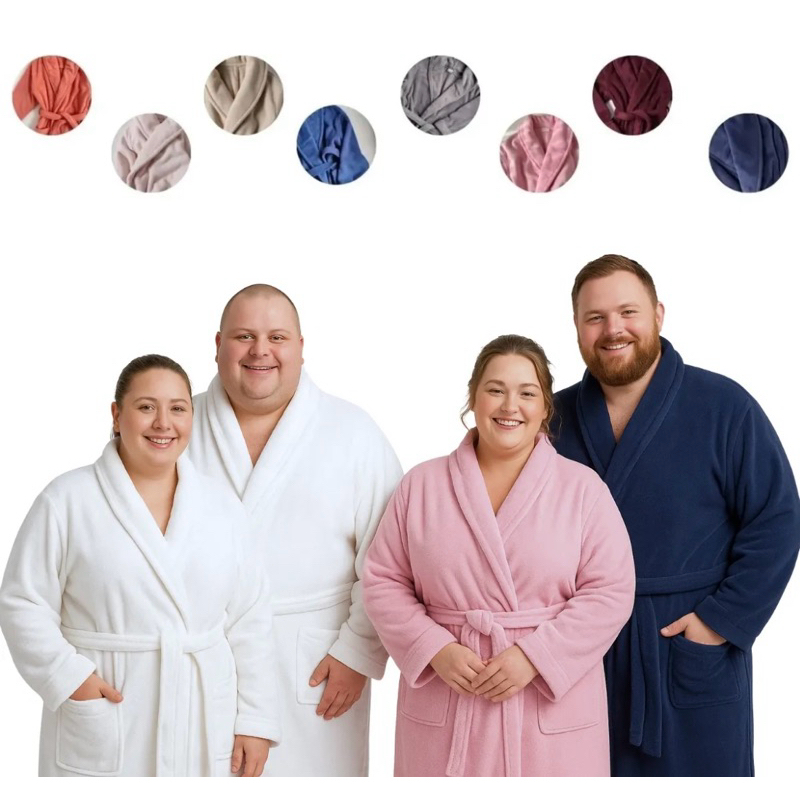 Roupão Unissex LONGO PLUS SIZE, 100% Microfibra C Bolso Adulto Várias cores Design Lindo elegante