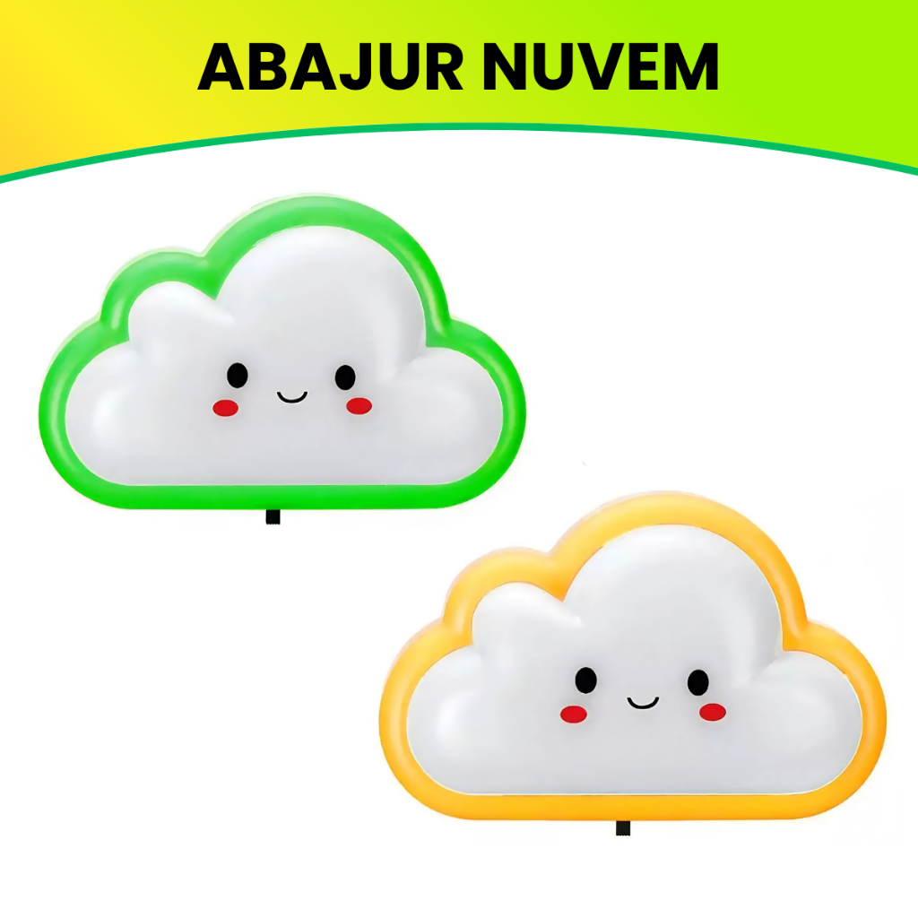Abajur Luminária LED NUVEM Infantil Kit Tomada Bivolt Luz Noturna Quarto Bebê Criança Decoração