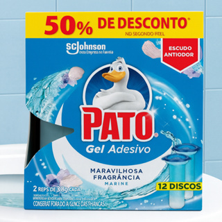 Desodorizador Sanitário Pato Gel Adesivo Refil Fragrância Marine 6 12 Discos Limpa Perfuma Antiodor em Oferta na Shopee