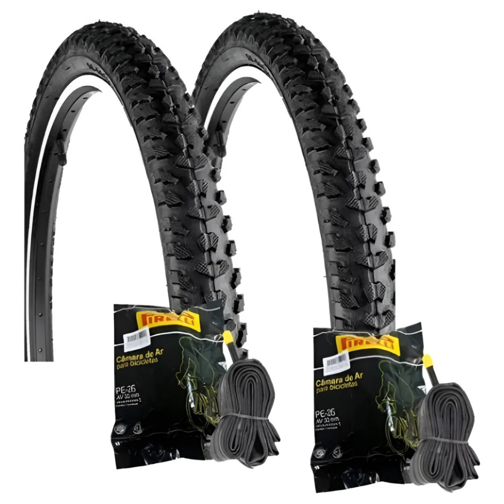 Kit 2x Pneu Aro 26 X 1.95 Cravo Levorin + 2x Camara 26 Pirelli Bike Bicicleta MTB Trilha