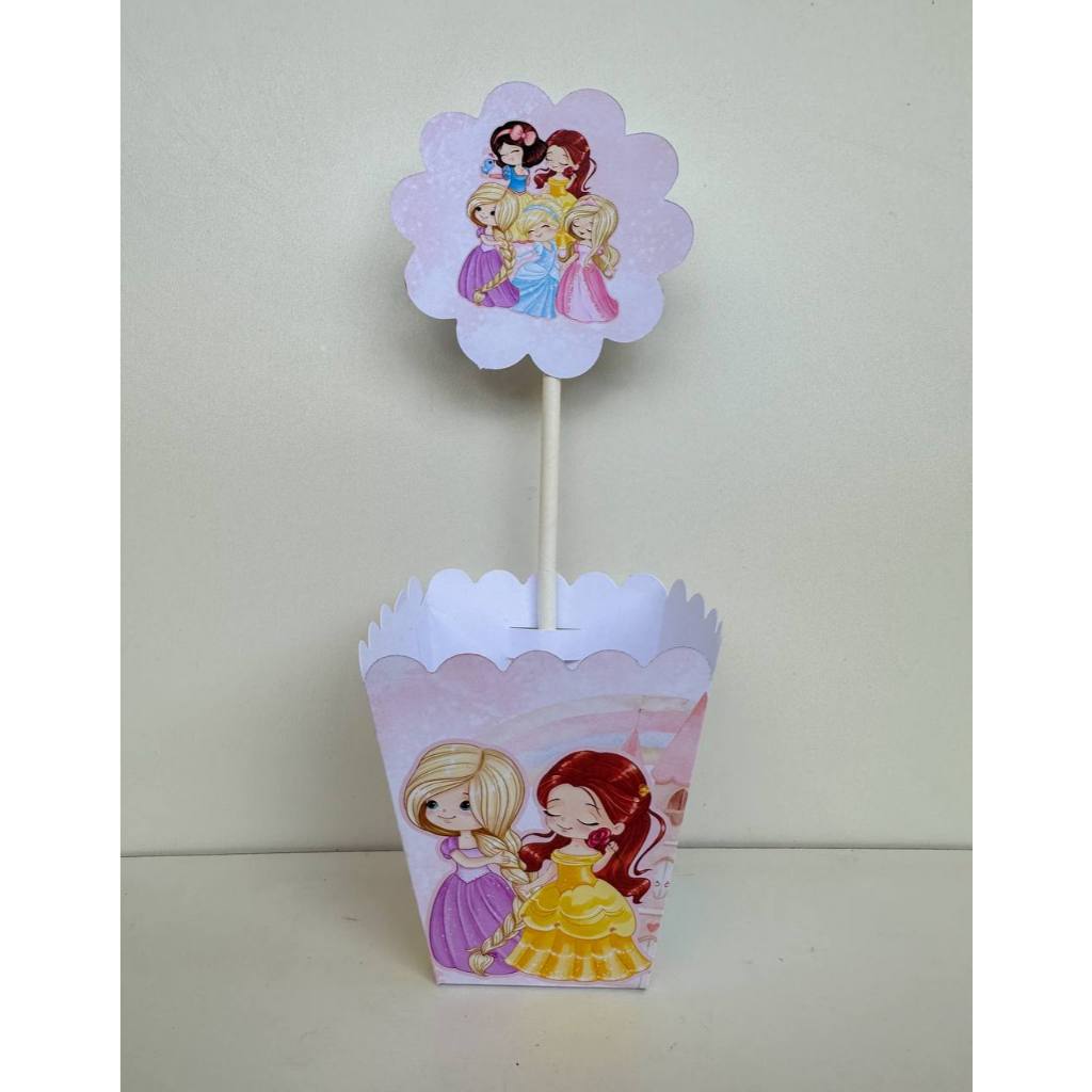 Centro de mesa Princesas Cute Aquarela Cachepo Personalizado Enfeite de mesa festa infantil Caixinha Lembrancinha