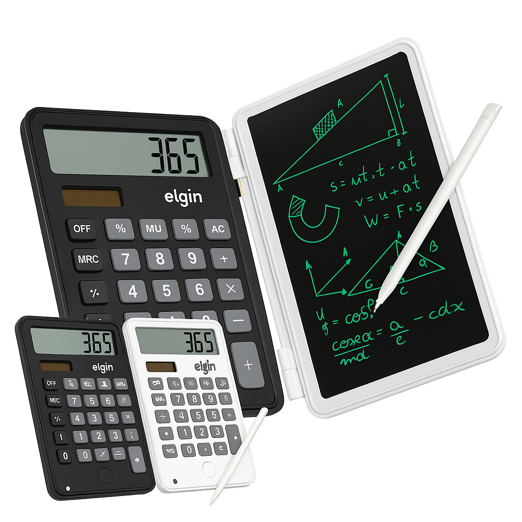 Calculadora Elgin Com Tela Para Anotação 12 Dígitos Preto ou Branco