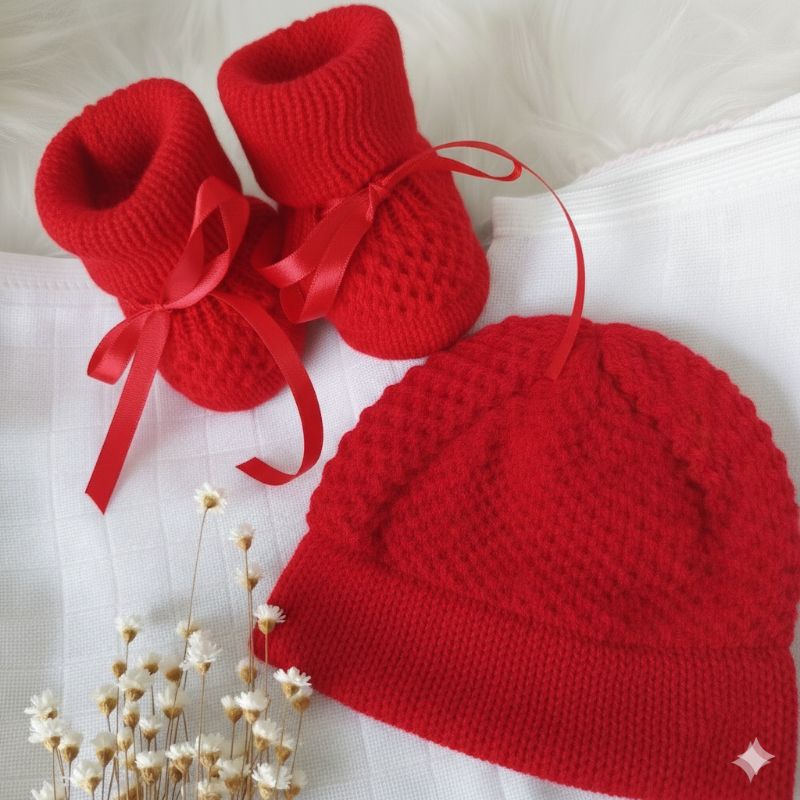 kit Touca + Sapatinho em Tricô – Linha Antialérgica | Recém-Nascido em Oferta na Shopee