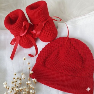 kit Touca + Sapatinho em Tricô – Linha Antialérgica | Recém-Nascido em Oferta na Shopee