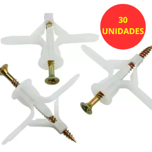 PARAFUSO E BUCHA PARA DRYWALL GESSO 30 UNIDADES 6MM