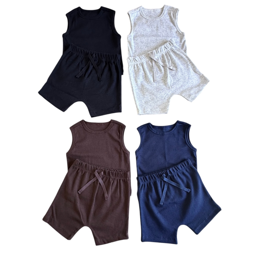 Kit 2 Shorts e 2 Regatas Bebê Recém-Nascido Em Ribana 100% Algodão Alta Qualidade e Confortáveis em Oferta na Shopee