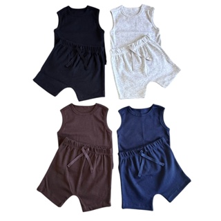 Kit 2 Shorts e 2 Regatas Bebê Recém-Nascido Em Ribana 100% Algodão Alta Qualidade e Confortáveis em Oferta na Shopee