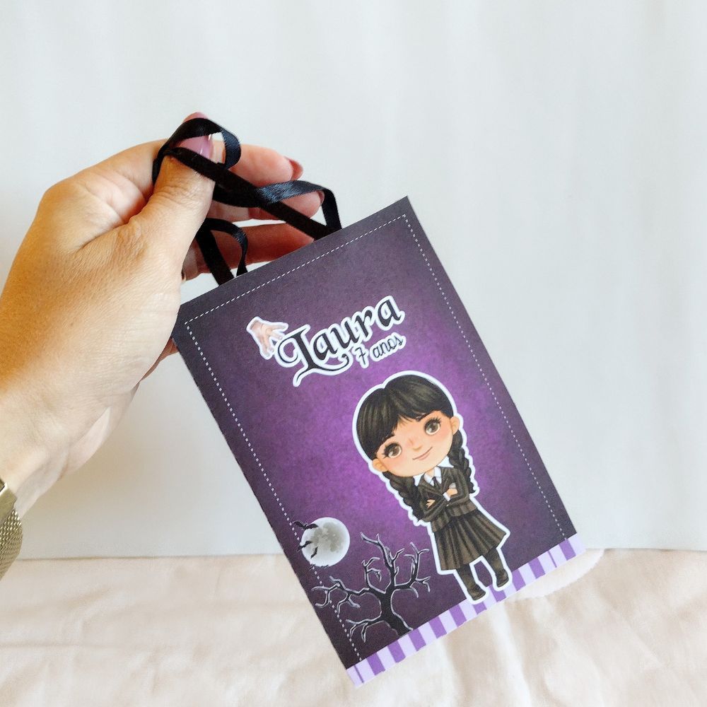 Sacolinha Personalizada Wandinha para lembrancinha/Tamanho P/Lembrancinha Personalizada/Aniversário Infantil