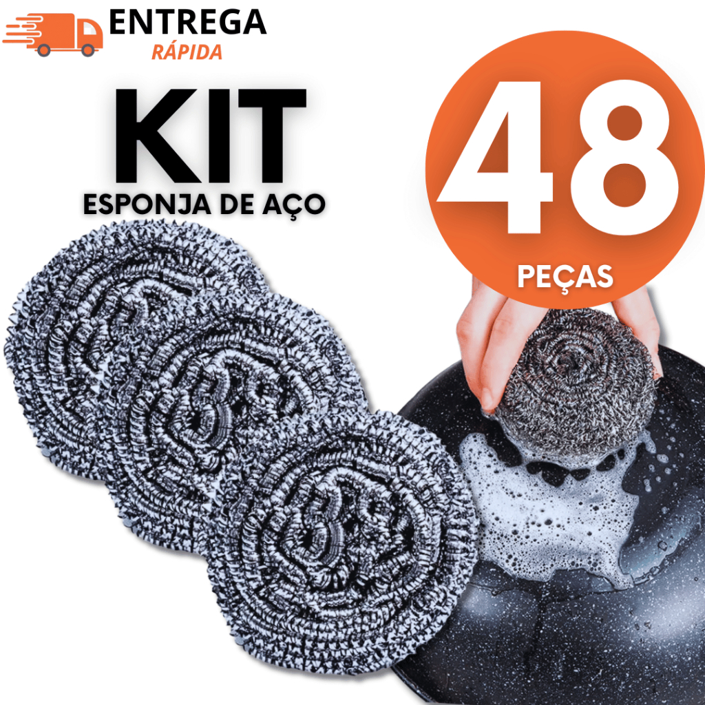 Esponja De Aço Inox KIT 48 UNID Lava Louça Enferruja Bucha Palha de Aço Panela Grelha Cozinha Pia