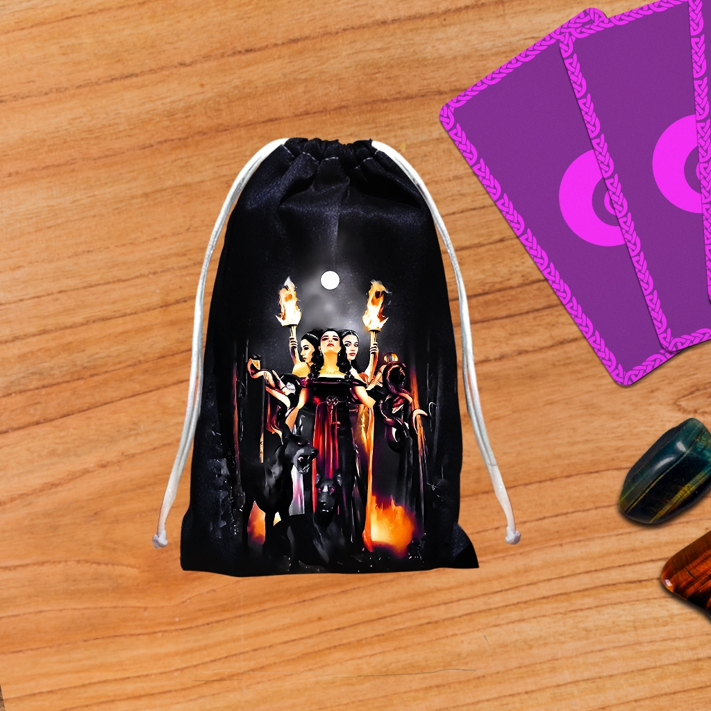 Saquinho Hécate, Deusa Tríplice, Wicca, Sagrado Feminino, Ocultismo, Místico, Cartomância, baralho de tarot