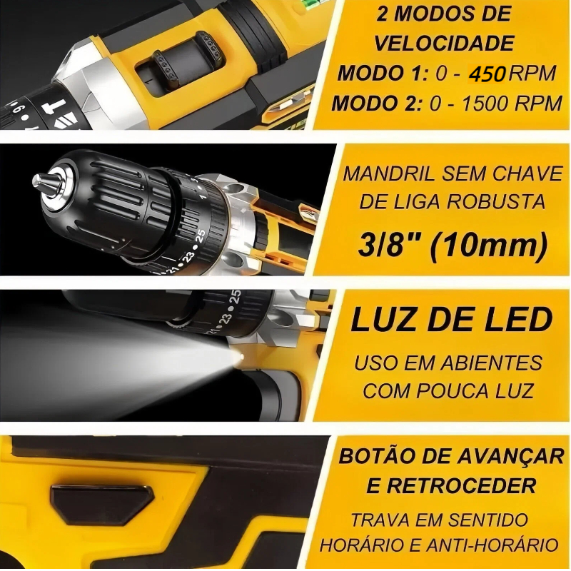 Furadeira Parafusadeira 48V com 2 Baterias — foto 2