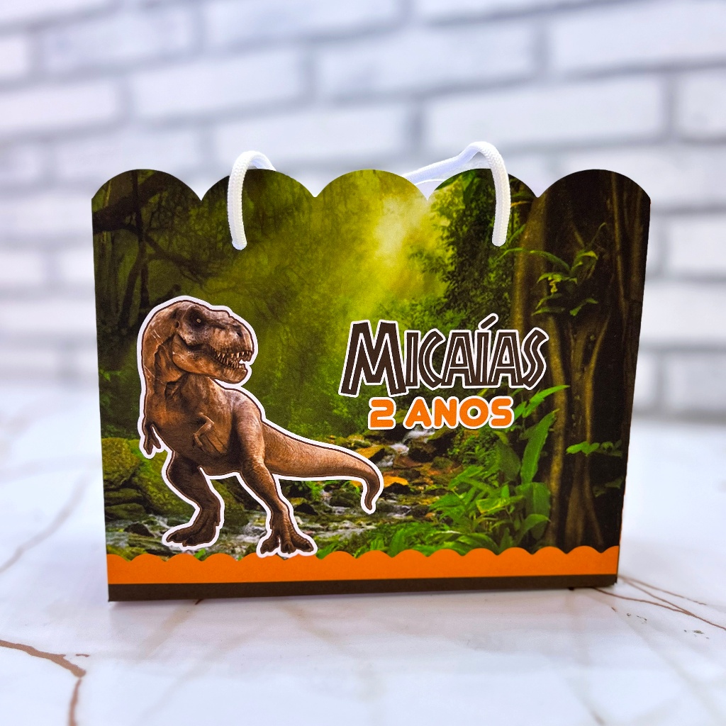 Sacolinha Jurassic Dinossauro | Personalizada | Lembrancinha | Mimos | Aniversário | PEGUE E MONTE