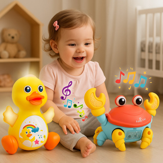 KIT Brinquedo Caranguejo Fujão + Pato Dançarino Musical Brinquedo Infantil Interativo Sensorial - Envio Imediato em Oferta na Shopee