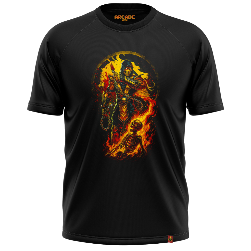 Camiseta Gamer Luta Kombat Fatality Mortal Ninja Fogo Scorpion Brutallity Fawless Sub Zero Gelo