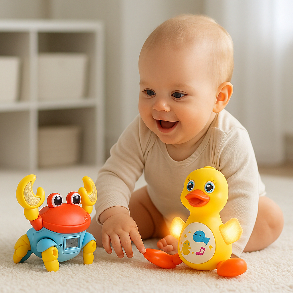 Kit Brinquedos Pato Dançante E Caranguejo Fujão Sensoriais - Envio Imediato