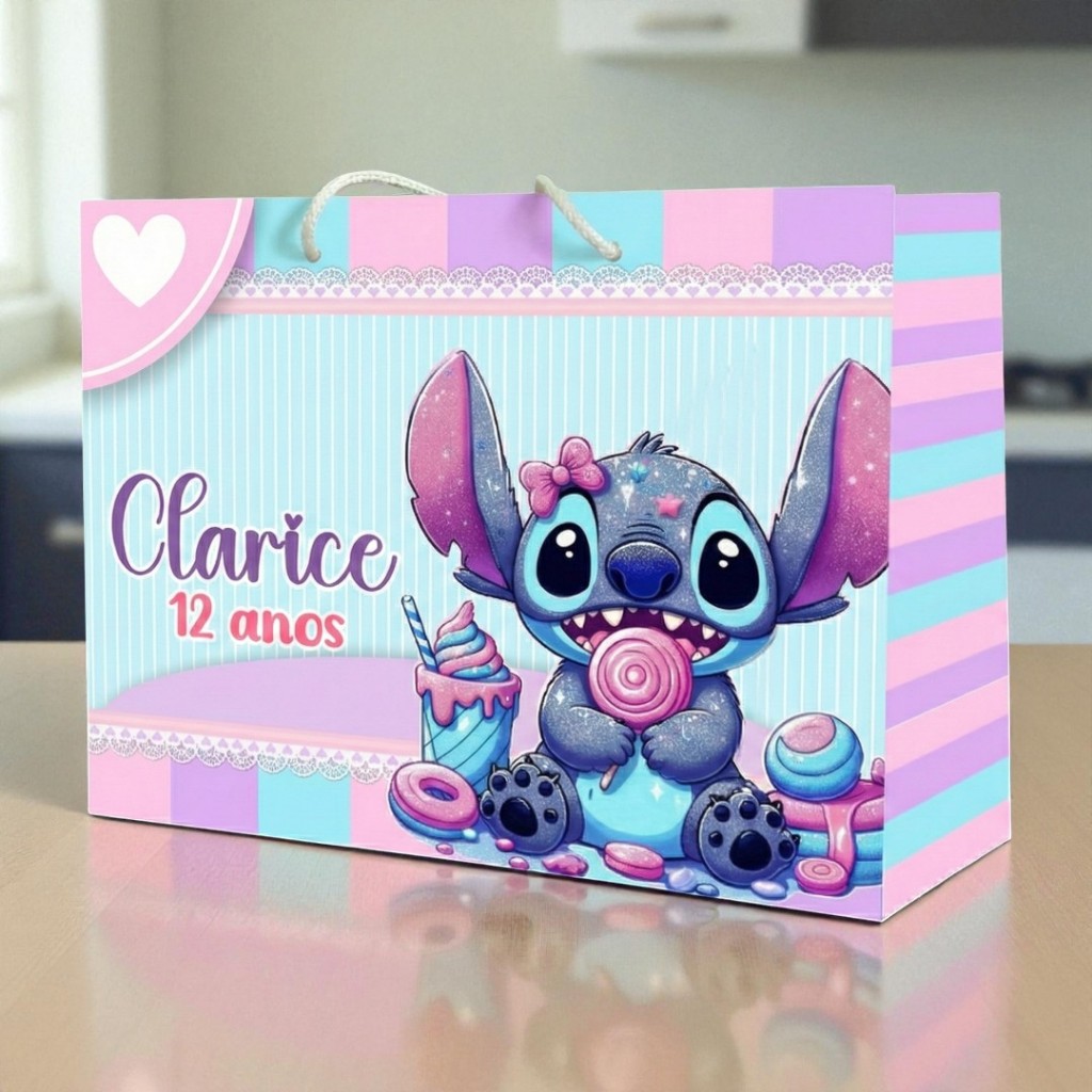 SACOLINHA STITCH CONFEITEIRO  Personalizado | Sacolinha | Lembrancinha | Mimos | Aniversário STITCH