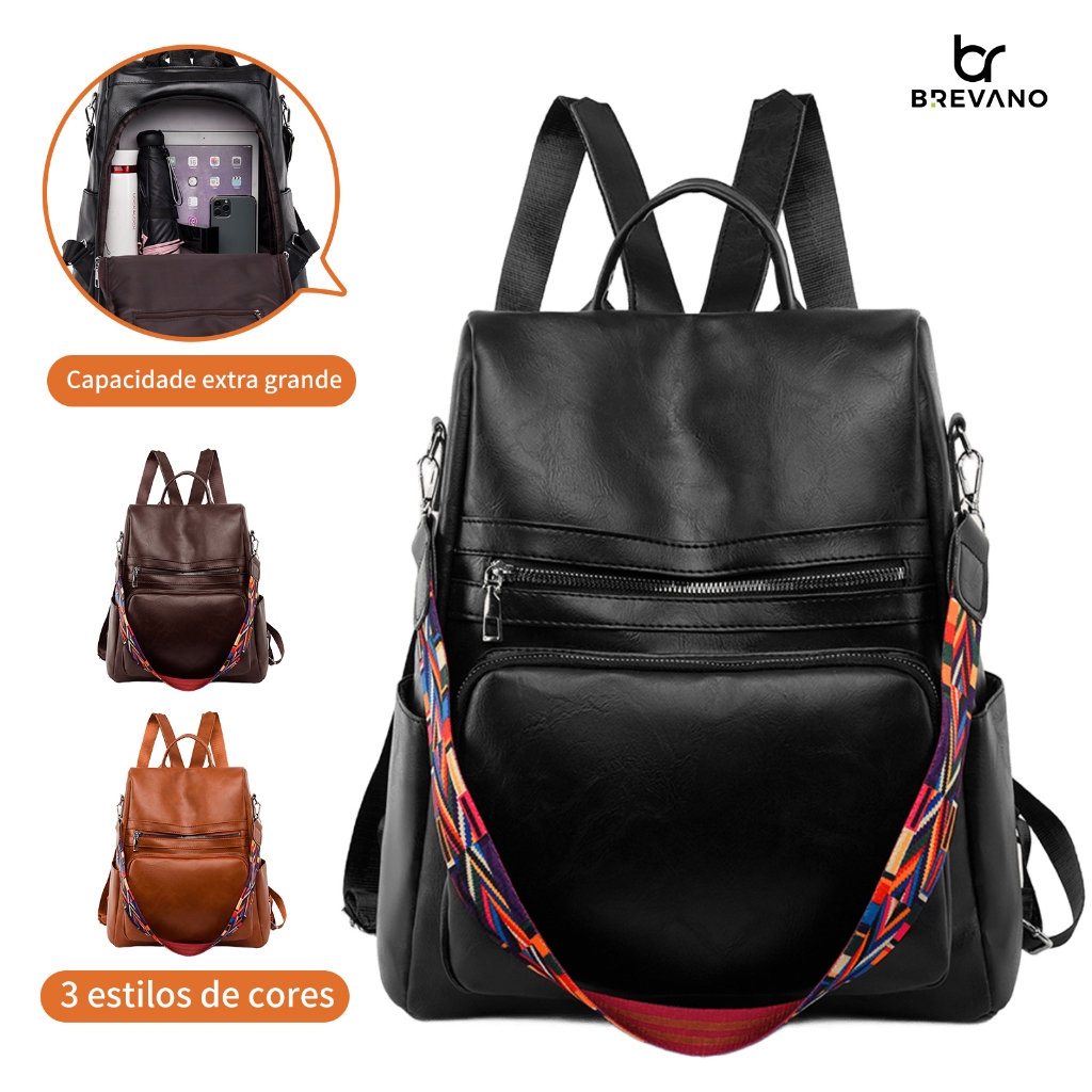 BREVANO Mochila Feminina Escolar Bolsa Grande Moda Impermeável Resistente para Viagem Trabalho