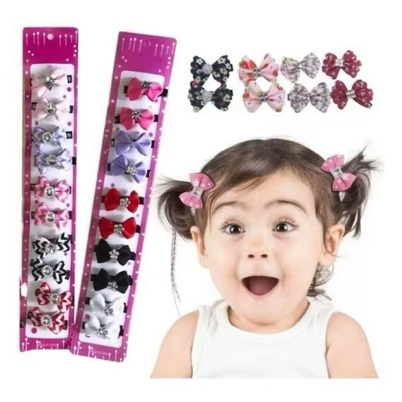 10 Presilhas Bico de Pato Lacinho e Pedrinha Laço em Oferta na Shopee