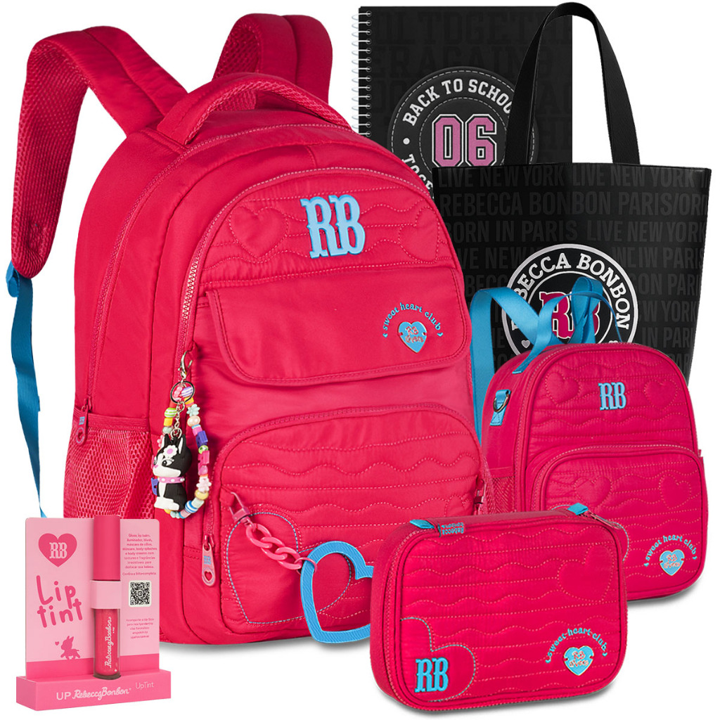 Kit Mochila RB Rebecca Bonbon Soft Lançamento Exclusiva Lancheira Estojo Brinde