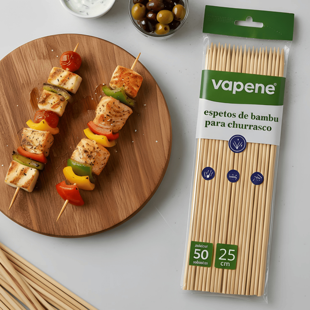 Palitos Espeto Bambu 25cm Churrasco Kit 50/100/200/300 Buffet Eventos Restaurante