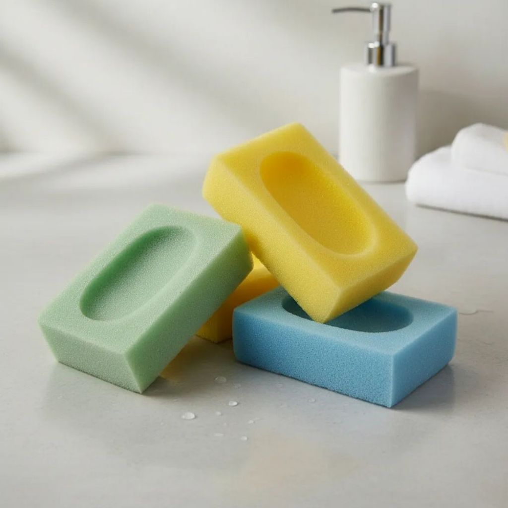 Kit Esponja Banho Saboneteira Bucha Macia de Banho com porta sabonete cores sortidas Higiênica