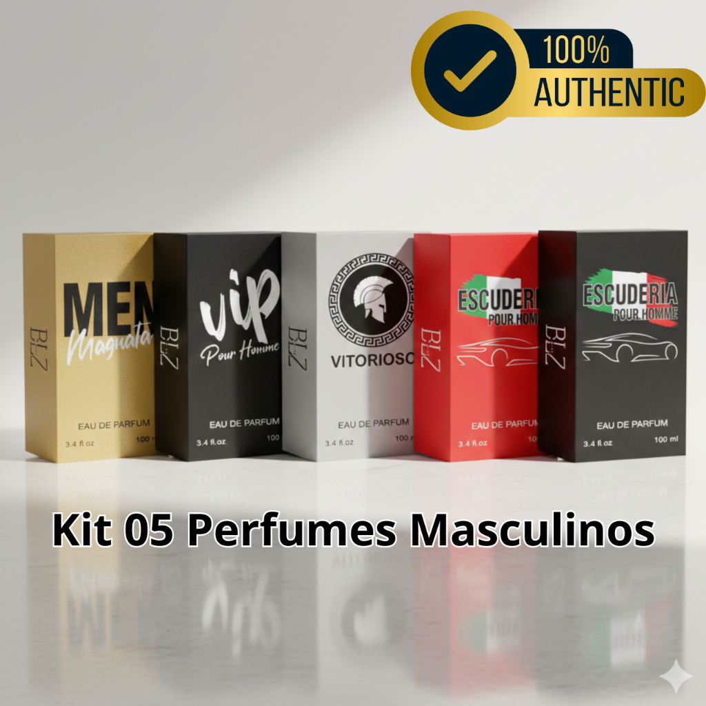 Kit 5 Perfumes Masculinos Referência Importada 100ml Alta Fixação - Beleza Que Só