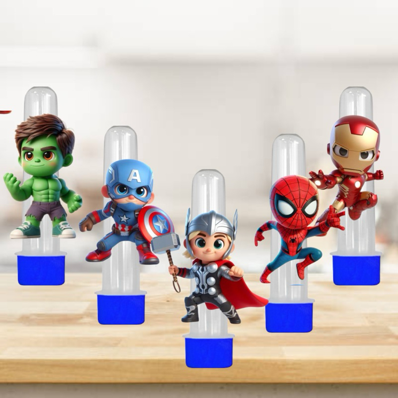 Apliques para Tubetes Herois Marvel Cute - Aplique hulk,homem de ferro, homem aranha,thor, capitão América