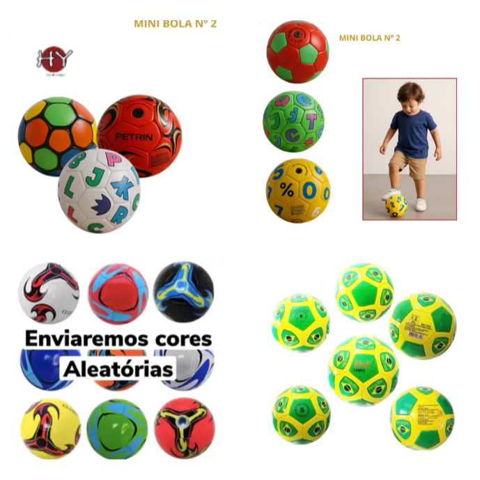KIT 5/10/15/20  Bola de Futebol de Campo Tamanho pequeno15cm Envio Imediato Varias Cores  ( NAO VAI CHEIA)