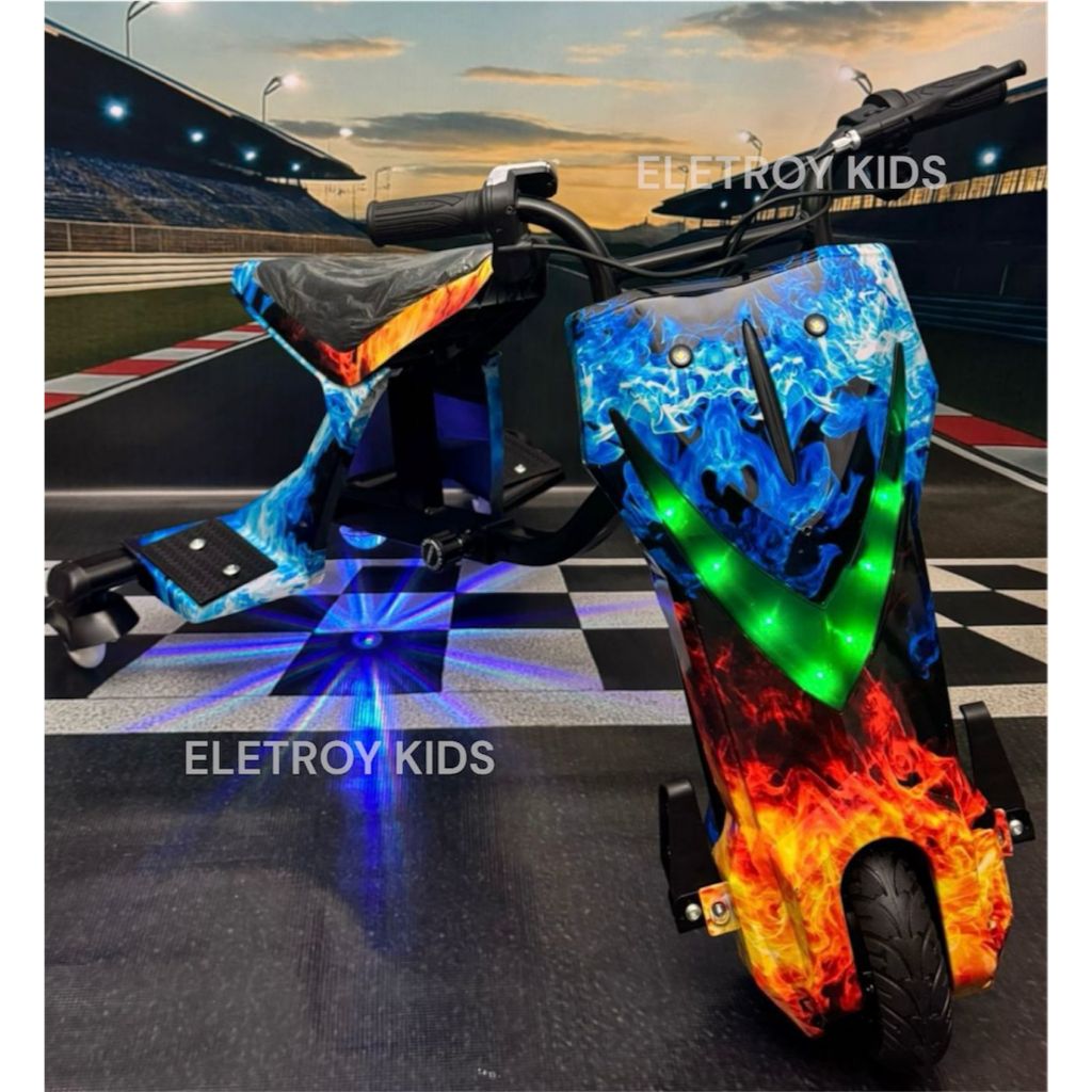 Triciclo Eletrico Drift 350W Led 3 Velocidades Bluetooth Motinha Eletrica Banco Alto