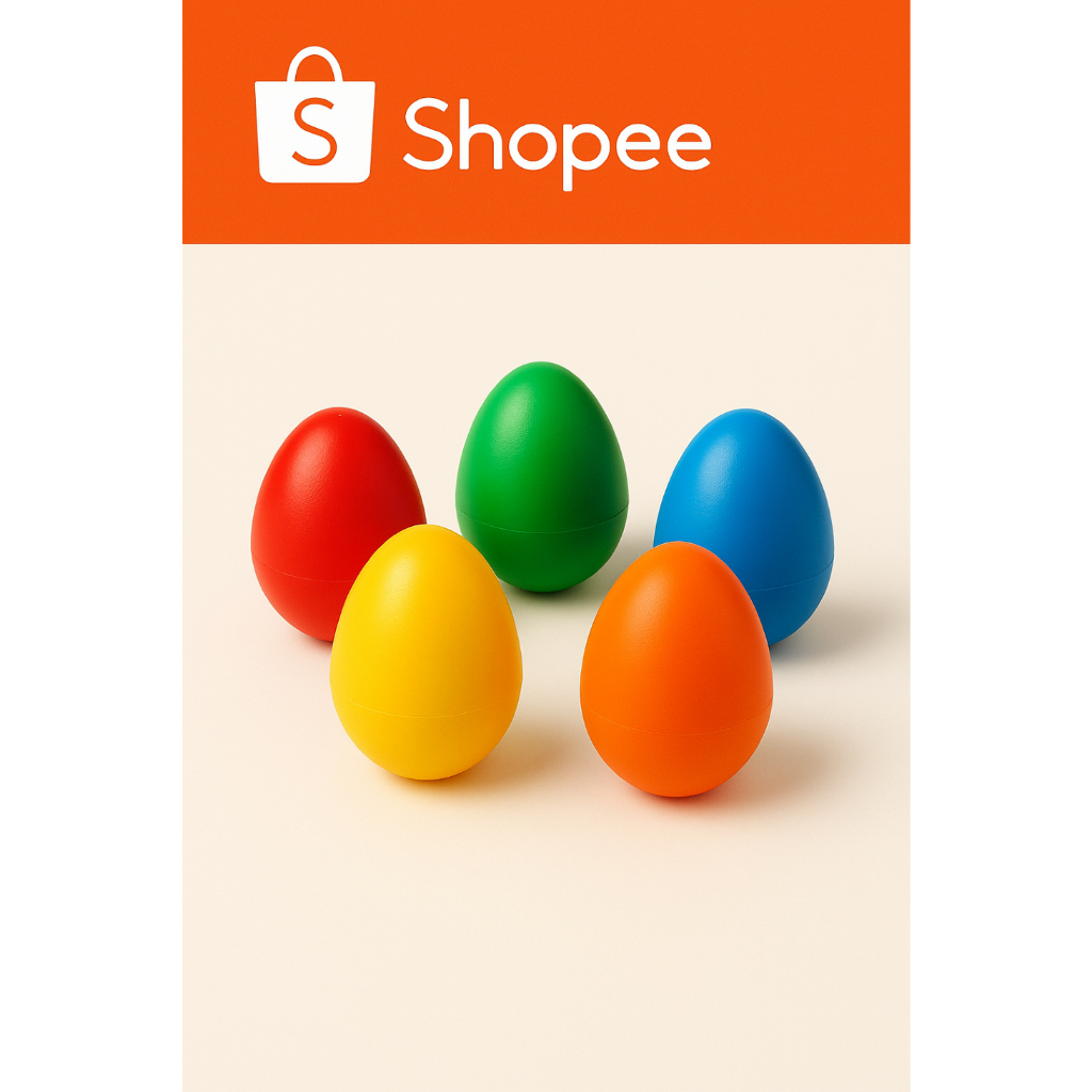 KIt com 5 ovinhos chocalho colorido percussão e musicalização infantil ganza maraca em Oferta na Shopee