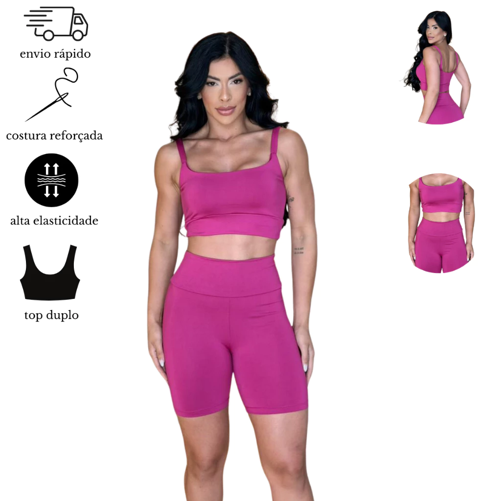 Conjunto Básico Top E Short Fitness Feminino  Confortável — imagem 1