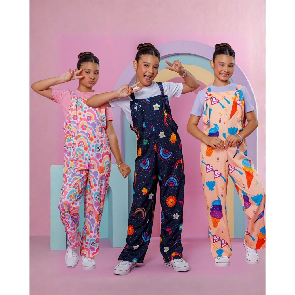 Macacão + blusa Estampado Infantil Juvenil, Roupa Menina tam., 4, 6, 8, 10, 12, 14, 16 em Oferta na Shopee