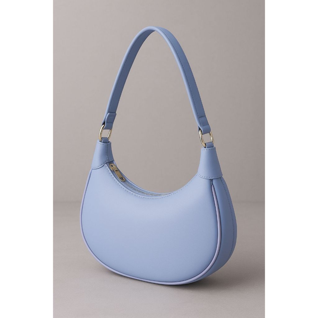 Bolsa meia Lua Azul Estilosa Moda Verão Lançamento Exclusiva