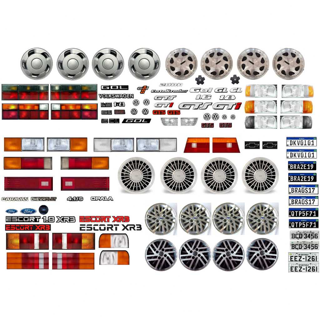 Super Cartela de adesivos Gol, Opala, Caravan e Escort Miniatura Diverplas
