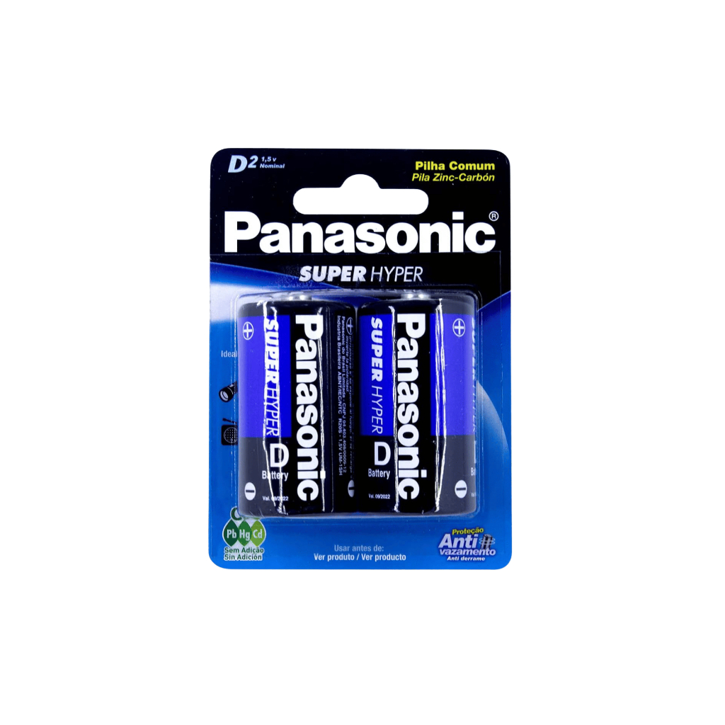 Pilha Panasonic D R20 Zinc-Carbon 1.5V – Cartela Lacrada com 2 Unid. Ideal Para Lanternas e Rádios em Oferta na Shopee