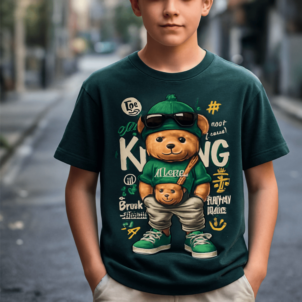 CAMISETA INFANTIL JUVENIL MASCULINA URSO ESTILOSO VERDE,CAMISA 100% ALGODÃO,BLUSA MENINO PROMOÇÃO em Oferta na Shopee