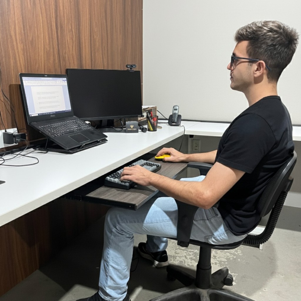 Suporte de Teclado Encaixe Retratil Mesa Computador Preto