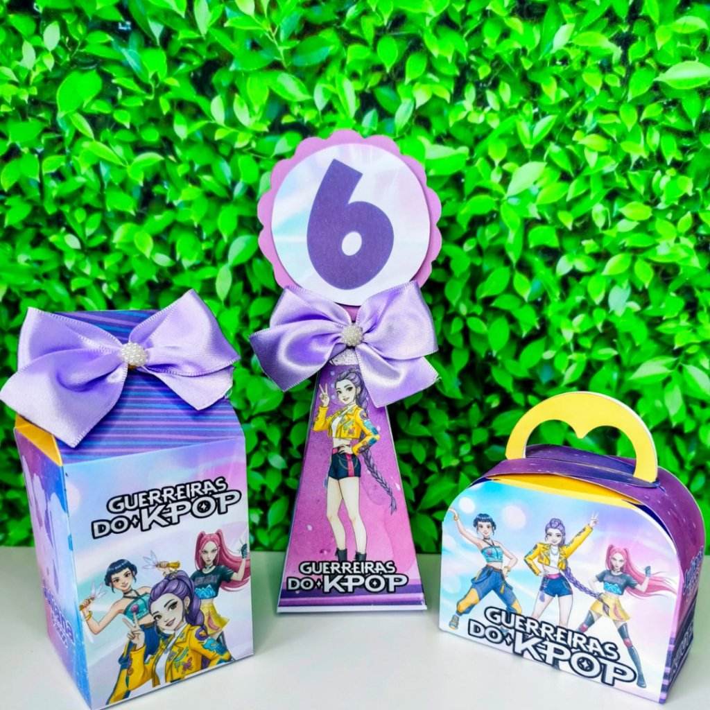 Caixinhas personalizadas das Guerreiras do Kpop lembrancinhas de aniversario-PEGUE E MONTE