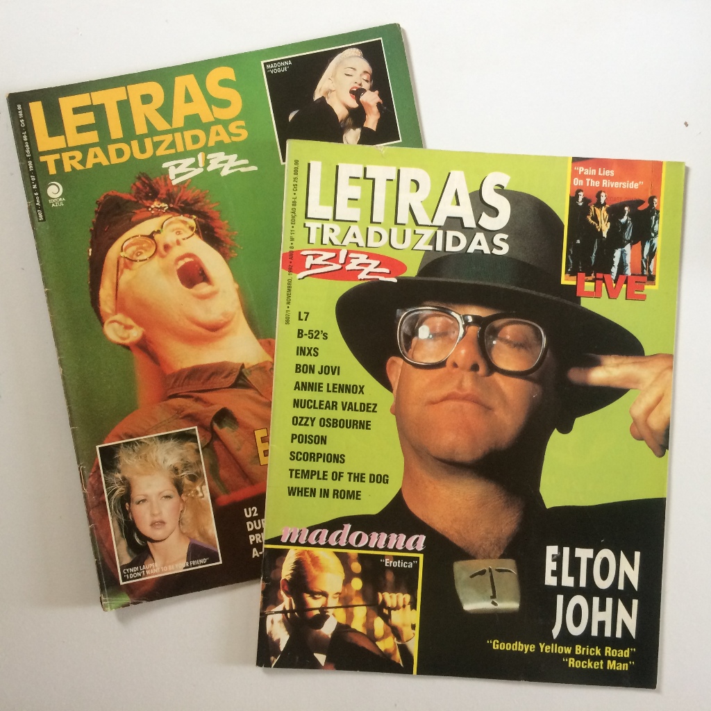 BIZZ LETRAS TRADUZIDAS 2 EDIÇÕES ELTON JOHN MADONNA CYNDI LAUPER U2 A-HA