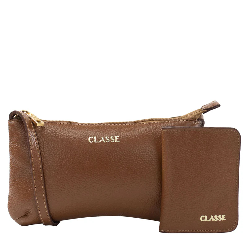 Kit Feminino Carteira e Bolsa de Couro Legítimo