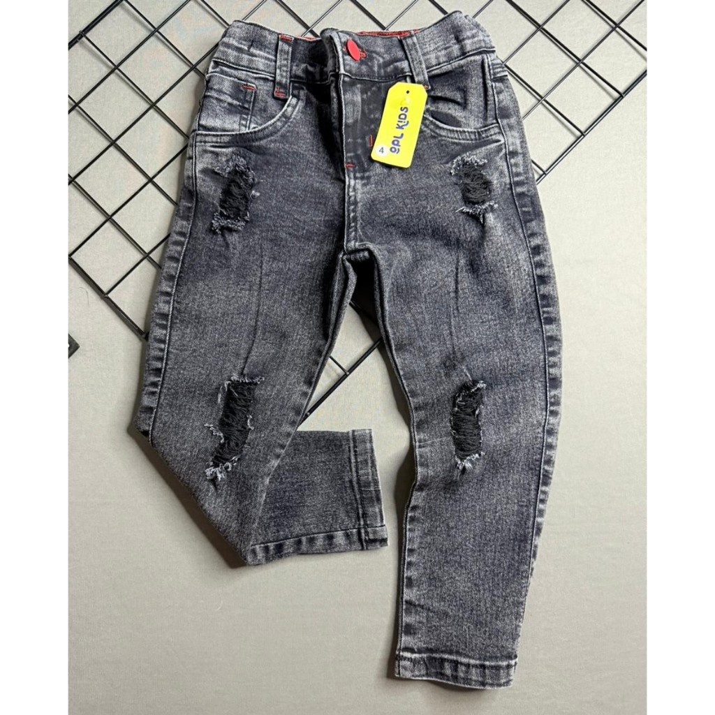 Calça Jeans Infantil Elastano Skinny Preto Marmorizada Estilo Jogador em Oferta na Shopee