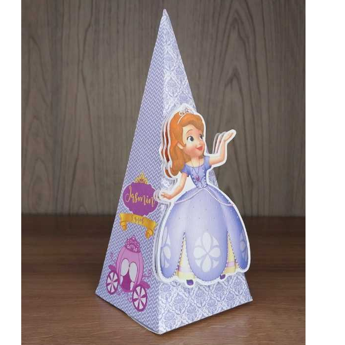 Kit Festa - 10 Caixas Pirâmide Princesa Sofia - Lembrancinhas Personalizadas - Papelaria Personalizada