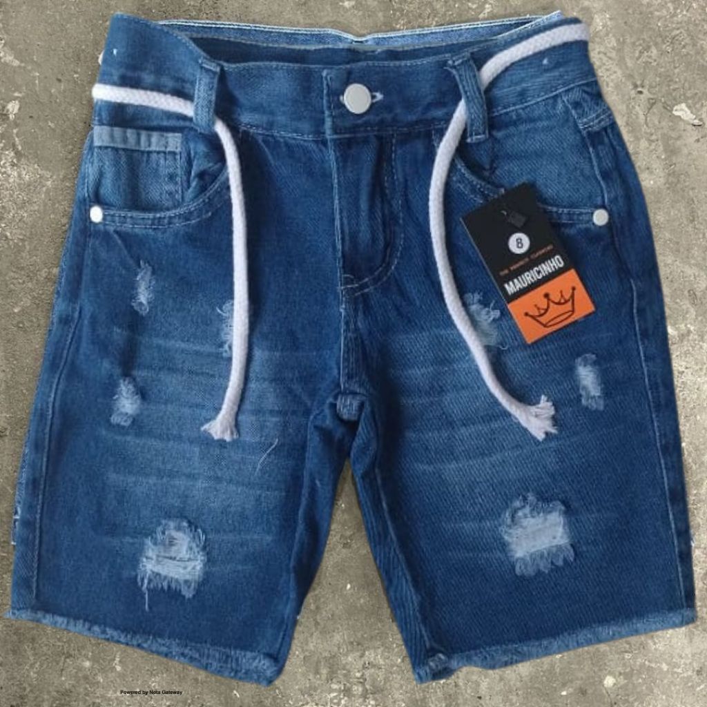 Bermuda Jeans Infantil Menino Juvenil Rasgada Premium Lançamento 2025 Veste Do 2 Ao 16 Anos