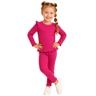 Conjunto Infantil Canelado com Frufru – Cores Vibrantes | Exclusivo do 2 ao 12 em Oferta na Shopee