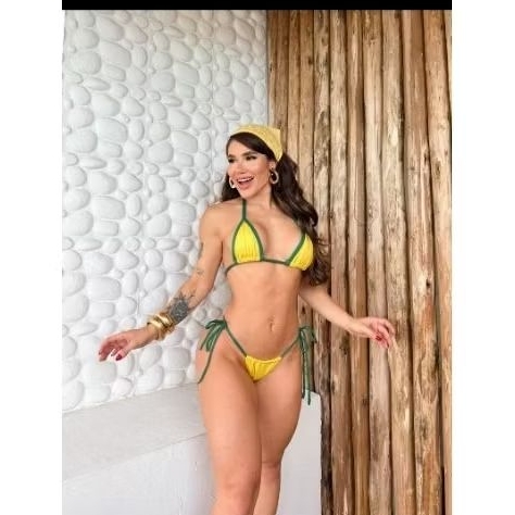biquíni cortininha amarelo e verde seleção brasileira