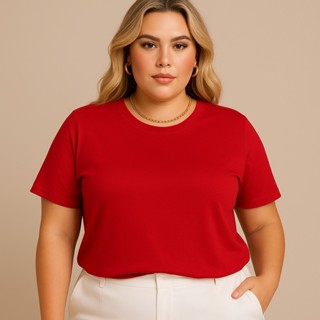 Camiseta Feminina Vermelha Plus Size Conforto Qualidade  Caimento Perfeito em Oferta na Shopee