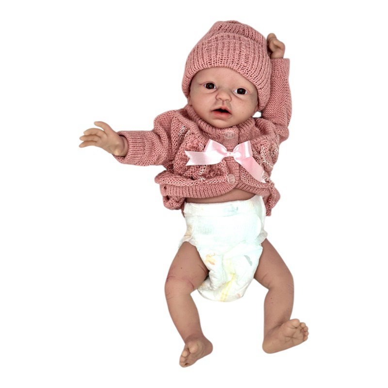 Bebê reborn Eva 39cm Silicone Sólido marshmallow realista sem  cabelo
