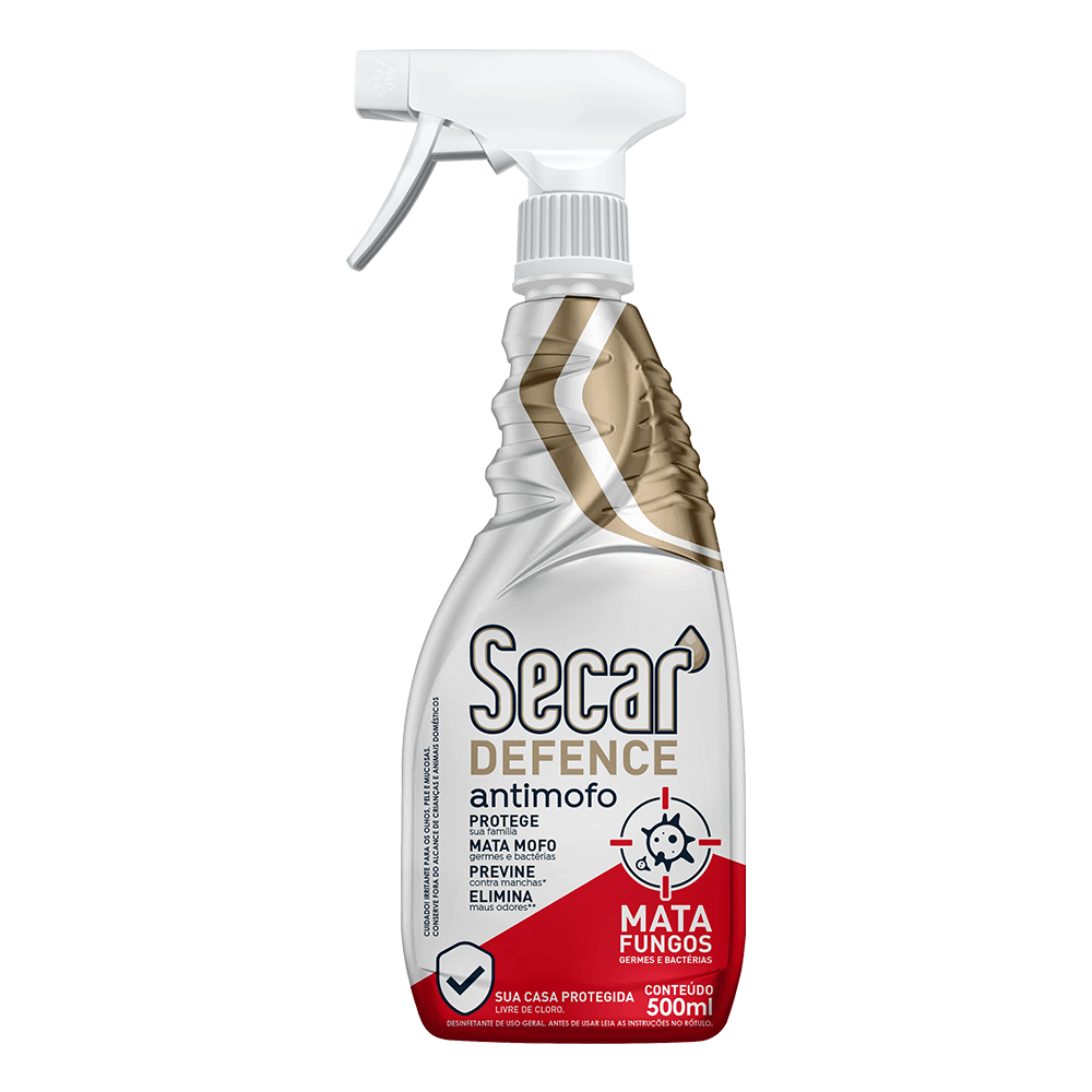 Secar Defence Antimofo Spray Gatilho 500ml Limpeza Armário Parede Guarda Roupas Closet Casa Limpa